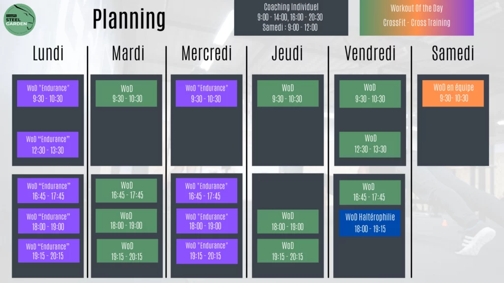 Planning CrossFit proche de Cholet