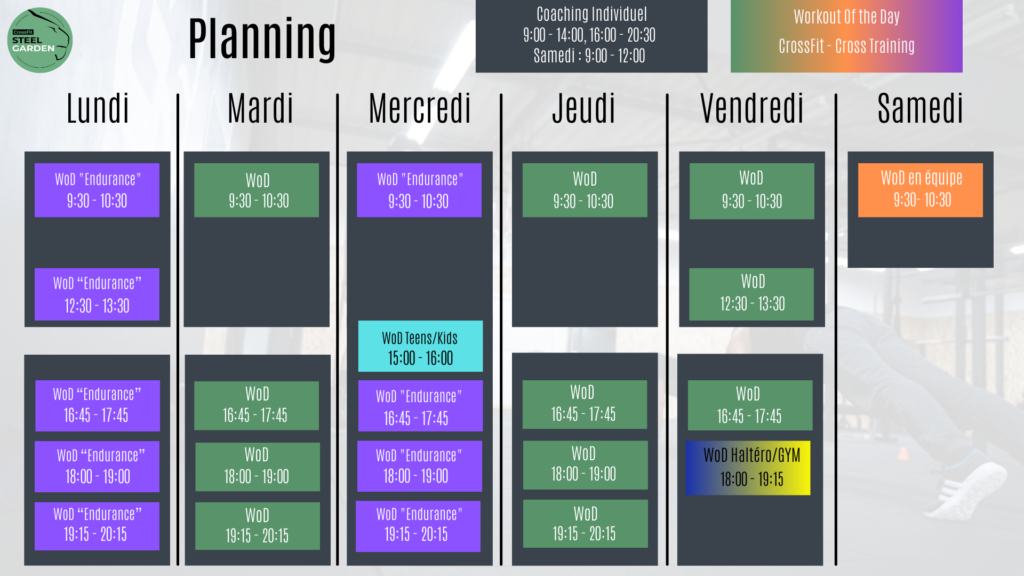 Planning CrossFit proche de cholet